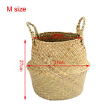 Handmade Bamboo Storage Basket Folding Clthoes Laundry Basket Straw Wicker Rattan Seagrass Belly Garden Flower Pot Plant Basket