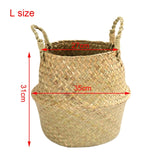 Handmade Bamboo Storage Basket Folding Clthoes Laundry Basket Straw Wicker Rattan Seagrass Belly Garden Flower Pot Plant Basket