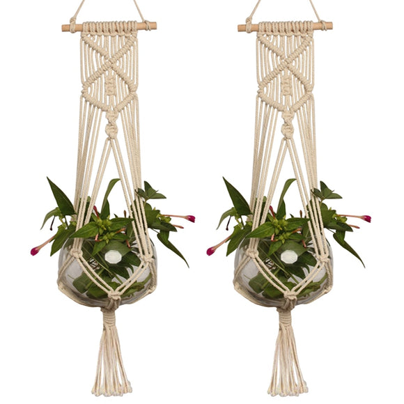 1pc Large-sized  Plant Hanger Basket  Handmade Rope Pots Holder Fine Hemp Rope Net Flower Pot Plant Lanyard