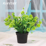 Artificial Flowers Plants Green Bonsai Pot Plants Fake Flower Potted Ornaments For Home Decoration Craft Plant Decorative